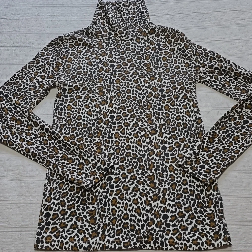 J. Crew Leopard Print Tissue Turtleneck Women's Size XS